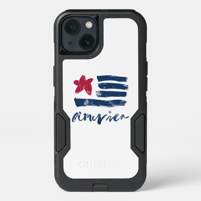 American Flag Paintstrokes Otterbox iPhone Case (Back)