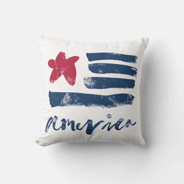 American Flag Paintstrokes Throw Pillow (Front)
