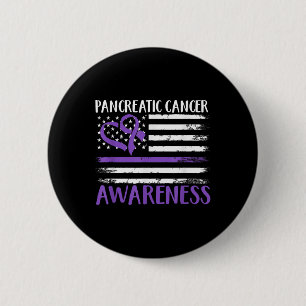 American Flag Pancreatic Cancer Awareness Button