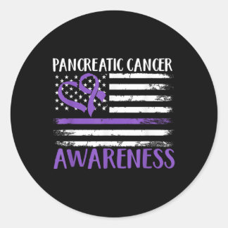 American Flag Pancreatic Cancer Awareness Classic Round Sticker