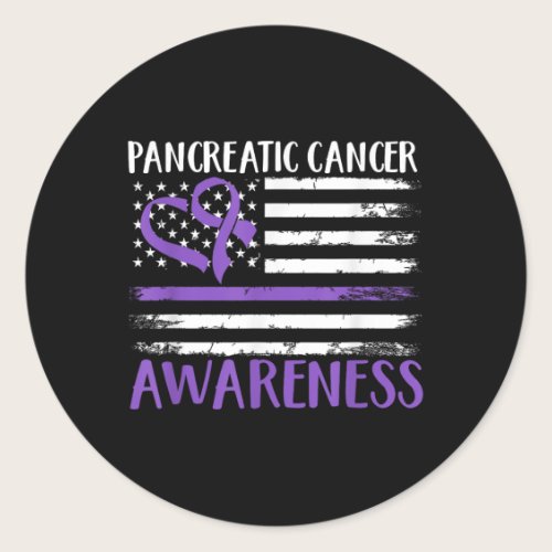 American Flag Pancreatic Cancer Awareness Classic Round Sticker American Flag Pancreatic Cancer Awareness Classic Round Sticker