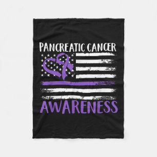 American Flag Pancreatic Cancer Awareness  Fleece Blanket