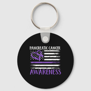 American Flag Pancreatic Cancer Awareness Keychain
