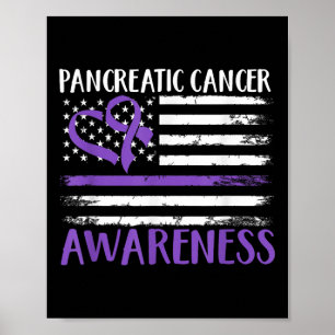 American Flag Pancreatic Cancer Awareness Poster