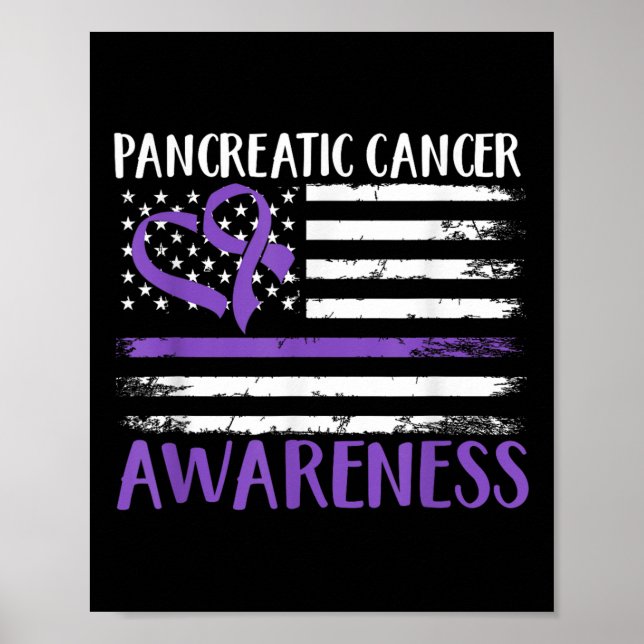 American Flag Pancreatic Cancer Awareness  Poster (Front)