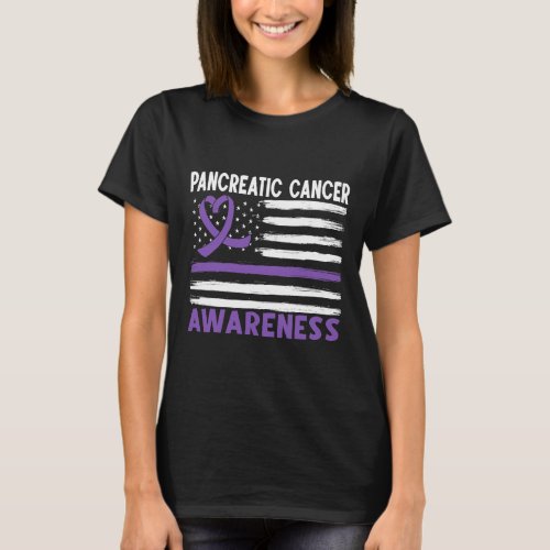 American Flag Pancreatic Cancer Awareness T_Shirt