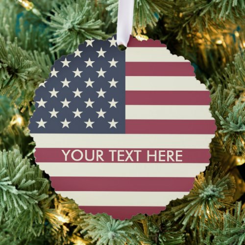 American flag Paper Christmas photo ornament