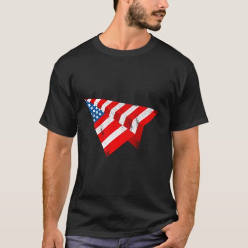 American Flag Paper Plane 4Th Of July Patriotic Us T_Shirt