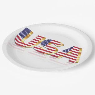 American Flag Paper Plates USA