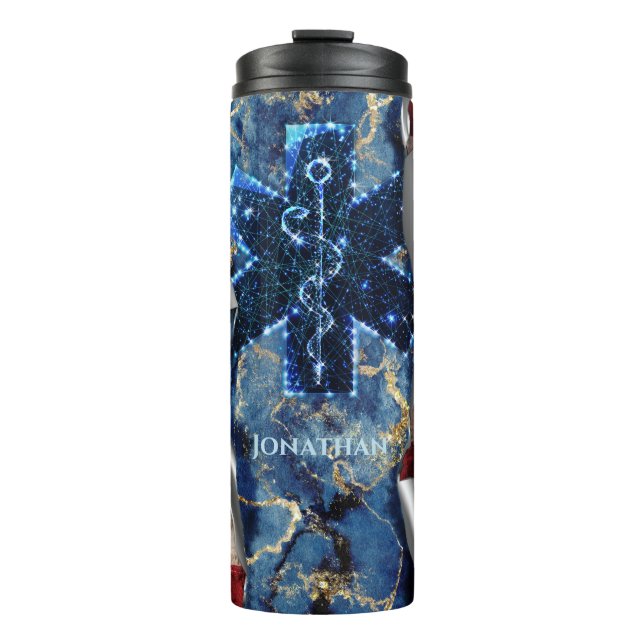 American Flag Paramedic EMS Personalized Thermal Tumbler (Front)