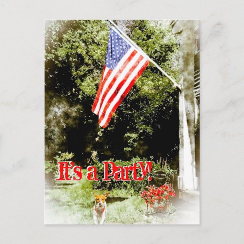 American Flag Party Invitation Postcard