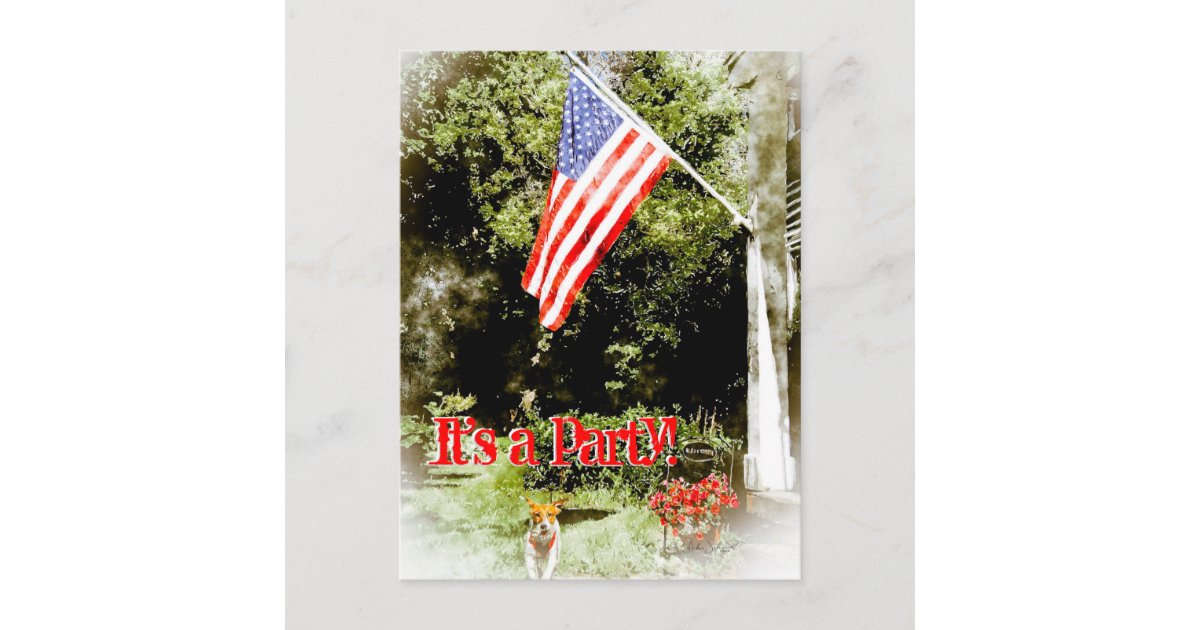 American Flag Party Invitation Postcard | Zazzle