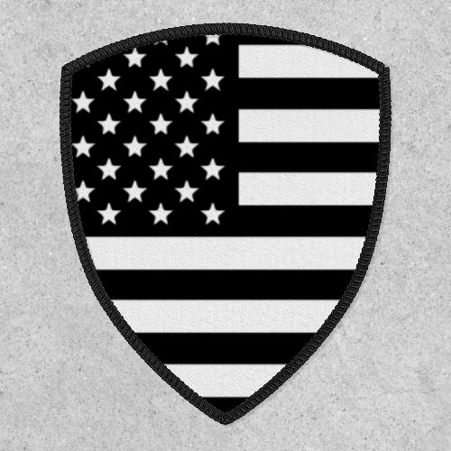 American Flag Patch Black  White Shield