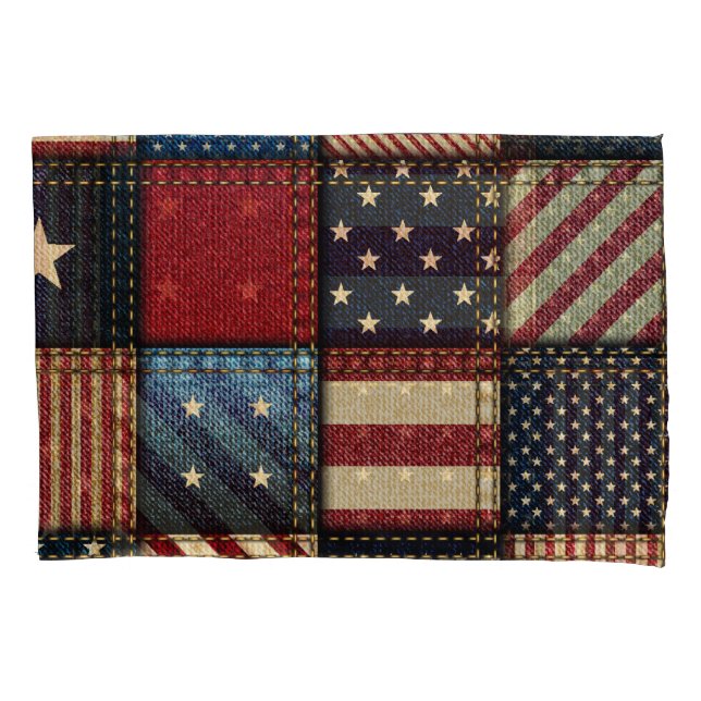 American Flag, Patchwork Seamless Pattern. Pillow Case (Front)