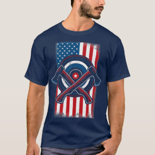 American Flag Patriot Axe Throwing Cool Axe Throwe T-Shirt