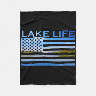 American Flag Patriot Fishing At The Lake This Is  Fleece Blanket