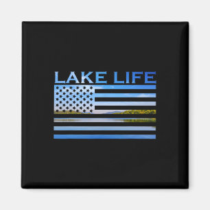American Flag Patriot Fishing At The Lake This Is Magnet