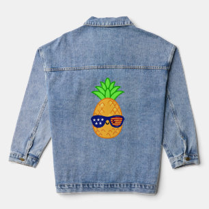 American Flag Patriot Pineapple 4 July Denim Jacket