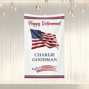 American Flag Patriot Retirement Party  Banner