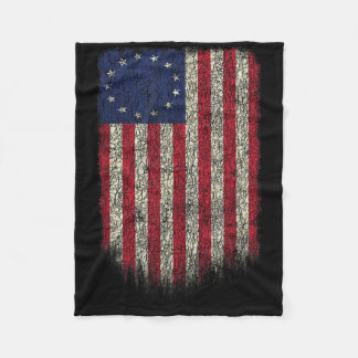 American Flag Patriotic 1776 Betsy Ross Usa Distre Fleece Blanket