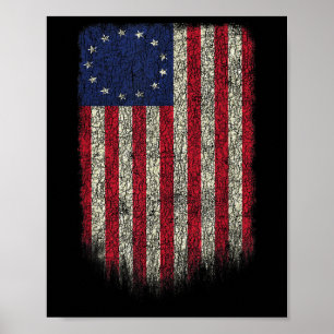 American Flag Patriotic 1776 Betsy Ross Usa Distre Poster