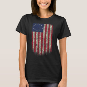 American Flag Patriotic 1776 Betsy Ross Usa Distre T-Shirt