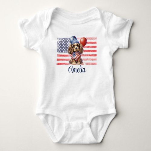 American flag patriotic 4th July independence day Baby Bodysuit