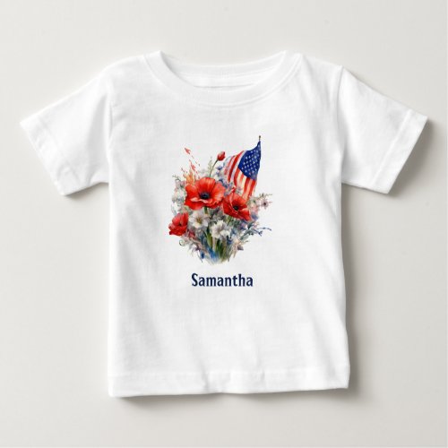 American flag patriotic 4th July independence day Baby T_Shirt