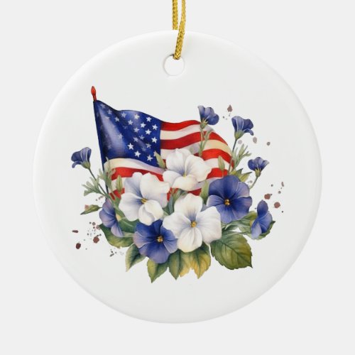 American flag patriotic 4th July independence day Ceramic Ornament