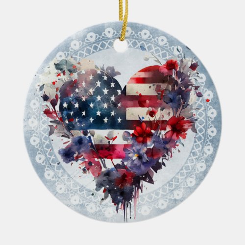American flag patriotic 4th July independence day Ceramic Ornament