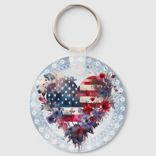 American flag patriotic 4th July independence day Keychain