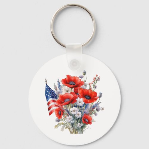 American flag patriotic 4th July independence day Keychain