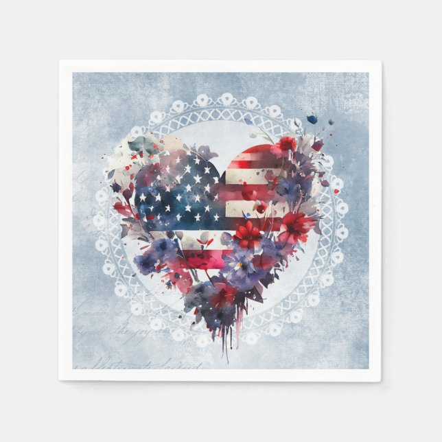 American flag patriotic 4th July independence day Napkins (Front)