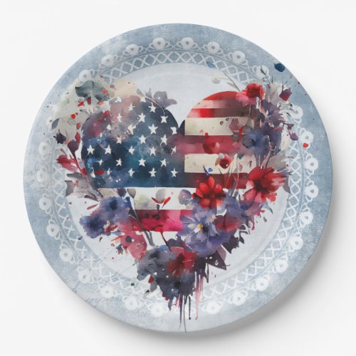 American flag patriotic 4th July independence day Paper Plates