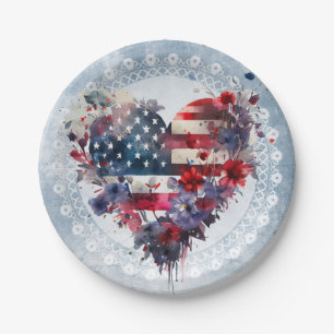 American flag patriotic 4th July independence day Paper Plates