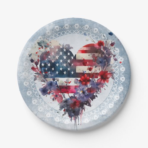 American flag patriotic 4th July independence day Paper Plates