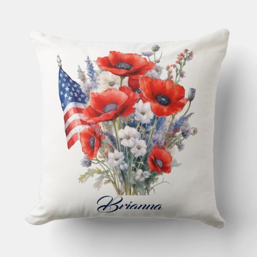 American flag patriotic 4th July independence day Throw Pillow