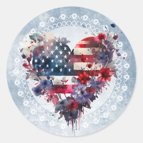 American flag patriotic 4th July independent day Classic Round Sticker