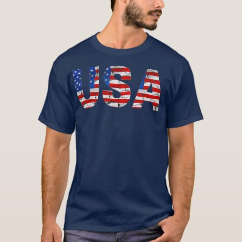 American Flag Patriotic 4th Of July Bald Eagle Mer T_Shirt
