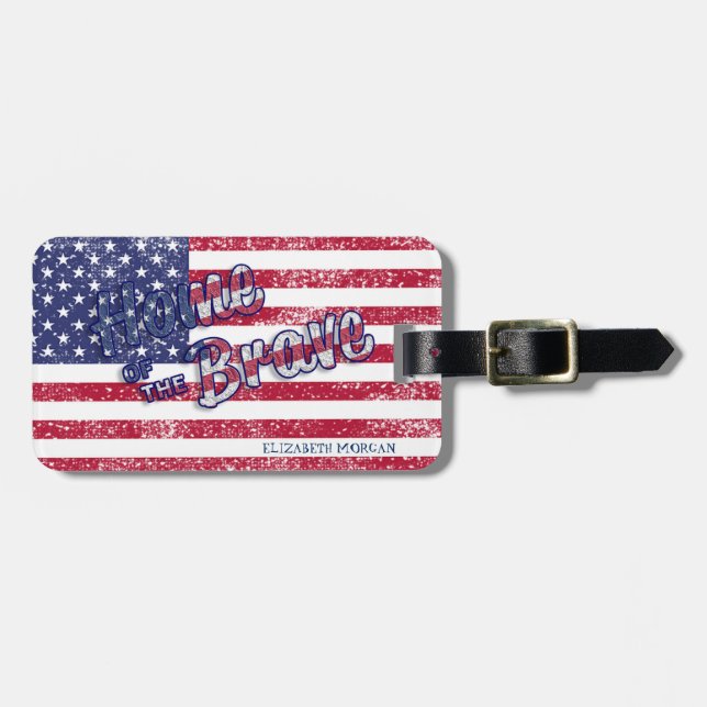 American Flag Patriotic 4th Of July Luggage Tag (Front Horizontal)