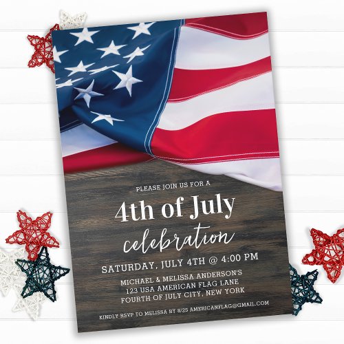 American Flag Patriotic 4th Of July Party  Invitation