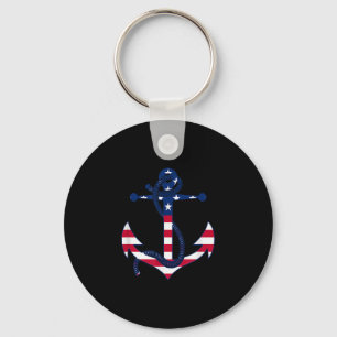 American Flag Patriotic Anchor - Memorial Day 4th Keychain