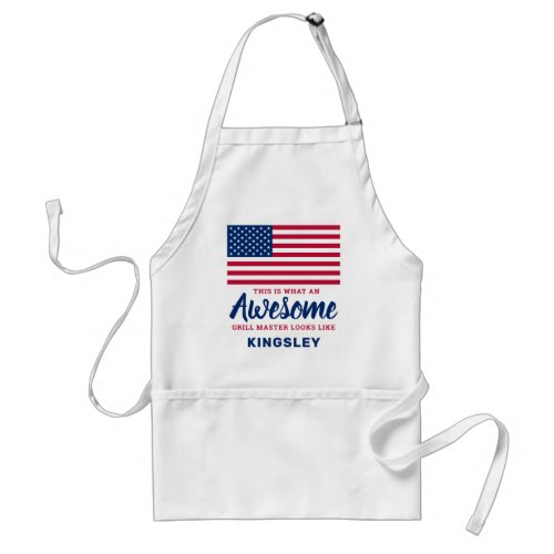 American Flag  Patriotic Awesome Grill Master Adult Apron