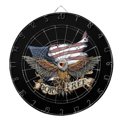 American Flag Patriotic Bald Eagle Born Free Dartboard With Darts