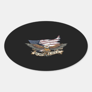 American Flag Patriotic Bald Eagle Born Free Oval Sticker
