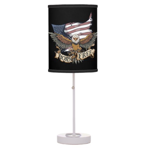 American Flag Patriotic Bald Eagle Born Free Table Lamp