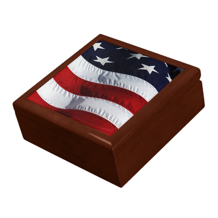 American Flag Patriotic Beauty Customizable Keepsake Box