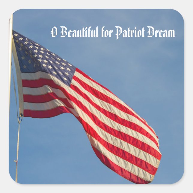 American Flag Patriotic Blue Sky Personalize Square Sticker (Front)