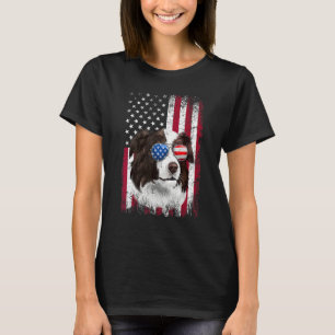 American Flag Patriotic Border Collie Dog 4th Of T-Shirt