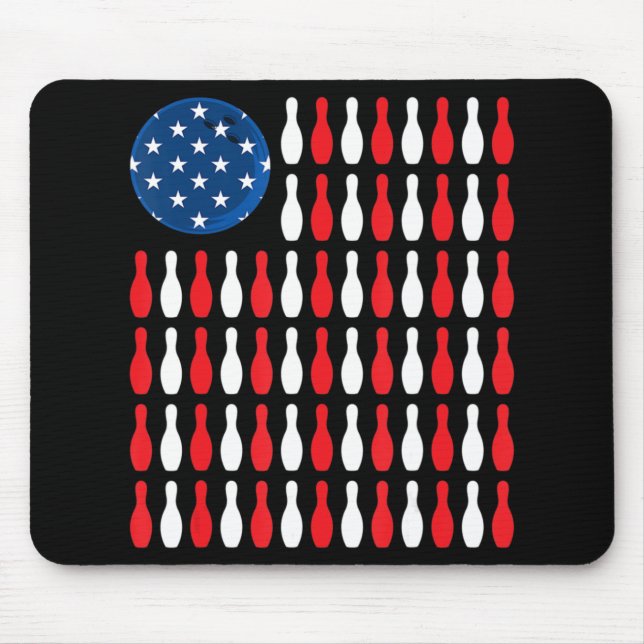 American Flag - Patriotic Bowler & Bowling  Mouse Pad (Front)